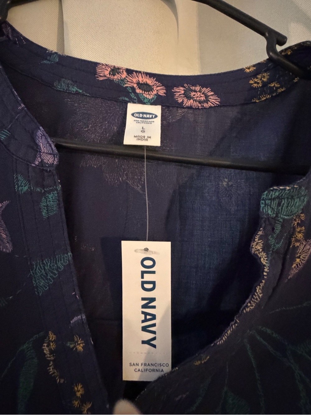 Old Navy Navy Floral Print Tunic Top